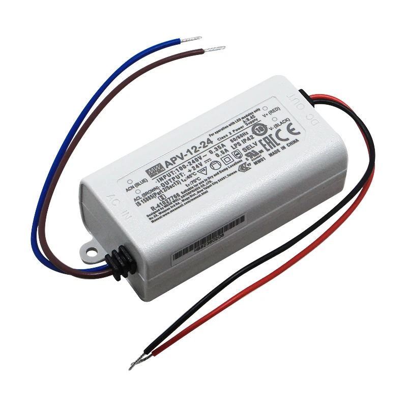 Meanwell APV-12-24 24V 12W 500mA LED Driver Class 2 Power Supply for LED Light