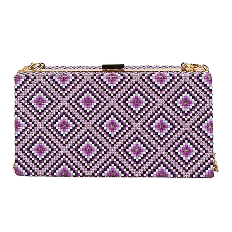 Chain Diamond Evening Bags 2024 Ladies Hand Bags Beaded Clutch Purse for Women Luxury