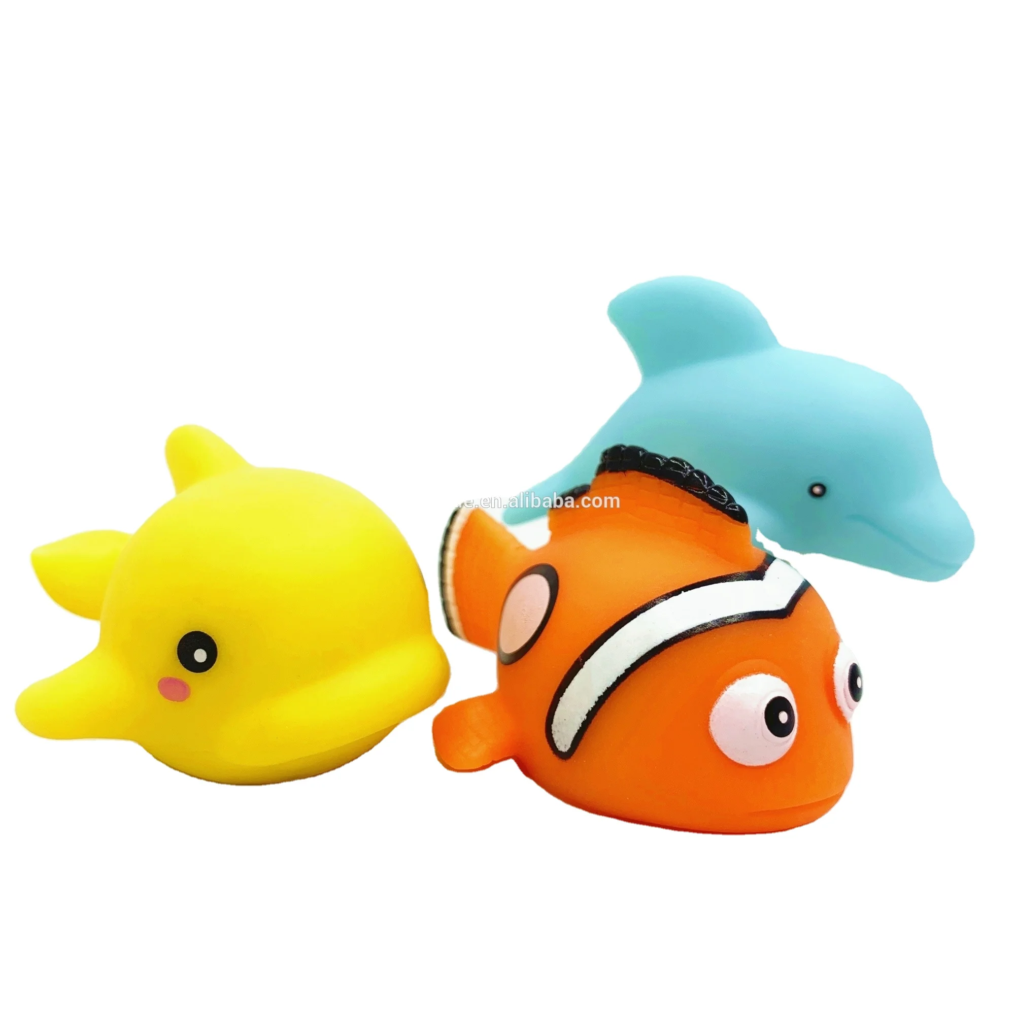 Eco-friendly light up baby bath toys rubber PVC ocean animal set for kids