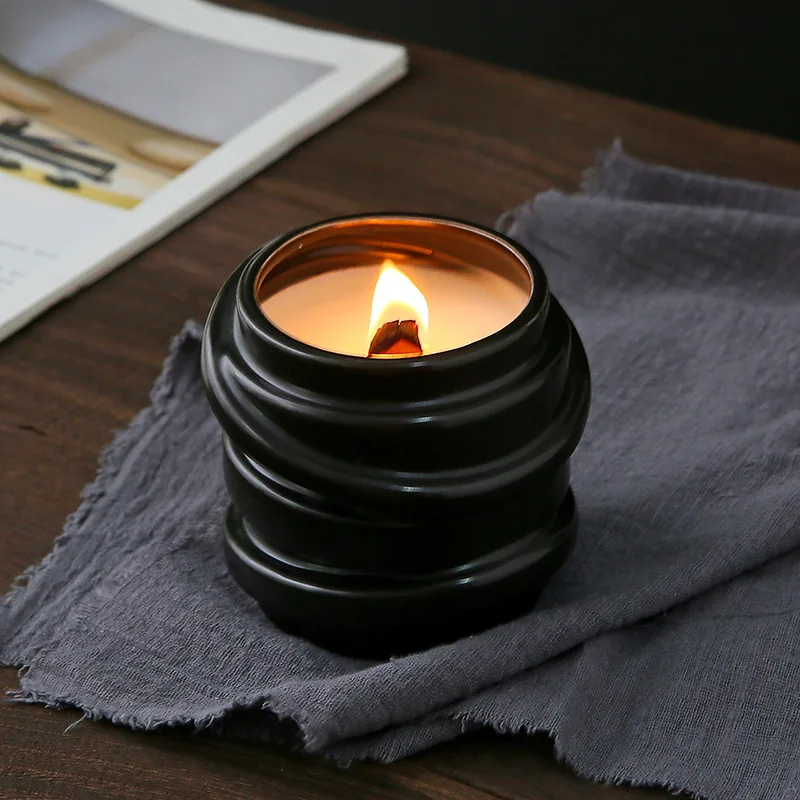 Wholesale Unique Irregular Shape Matte Ceramic Jar Empty Candle Container for Candle Making Luxury Candle Jar