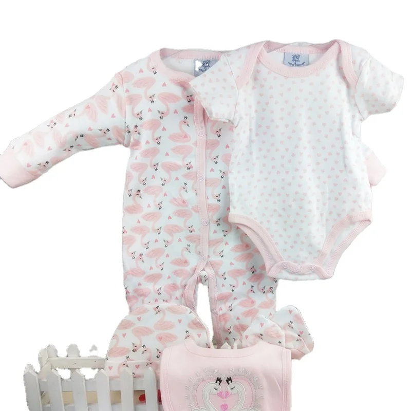 
Spring Autumn 5pcs new born girl baby clothes gift set infant 100%cotton baby romper clothing set 