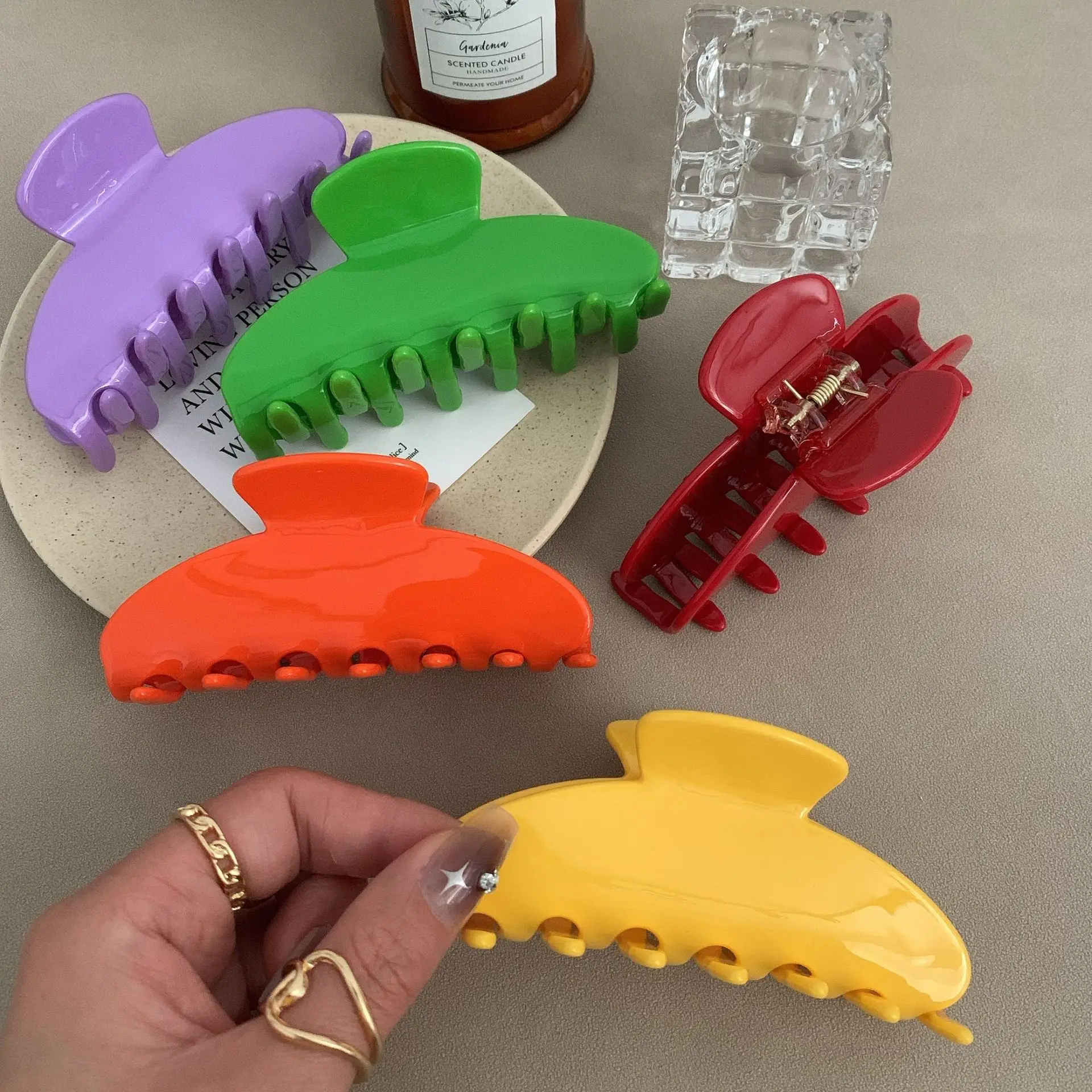 Factory direct wholesale New arrival candy color elegant fashion girls hair claw large hair accessories acetate hair claw female