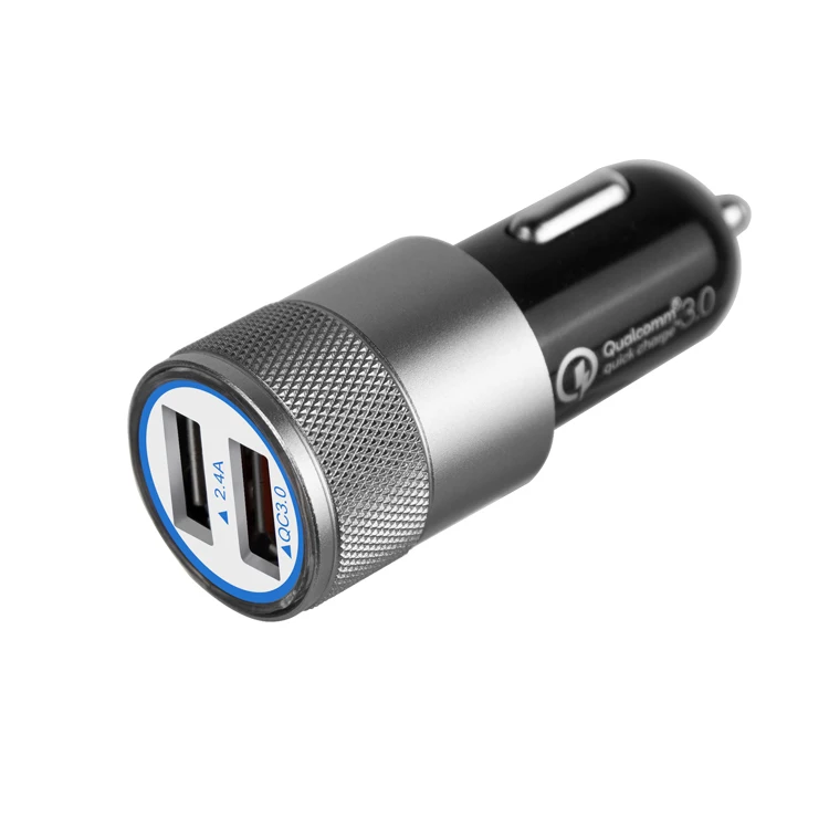 
5V 3.1A 2.4A cigarette lighter socket Dual Usb Aluminum Alloy Case Metal with led light Car Charger 