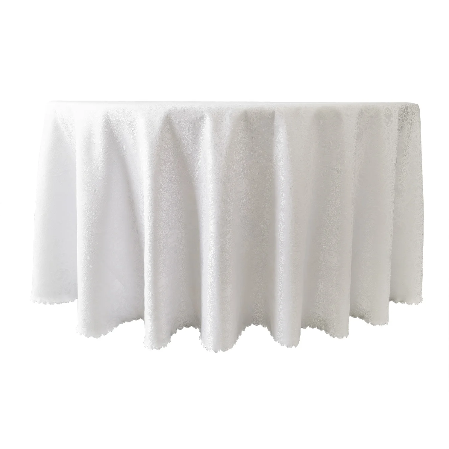 Heavy Duty Round Damask Jacquard Tablecloth Table Cover for Restaurant