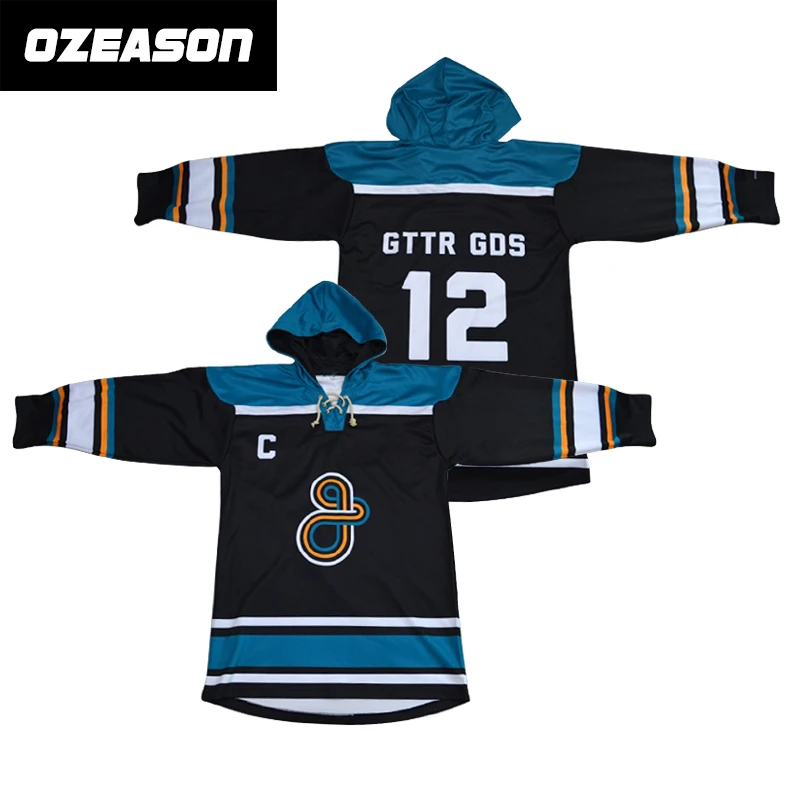 100% polyester hockey jerseys made in china custom logo men sublimated ice hockey jersey hoodie