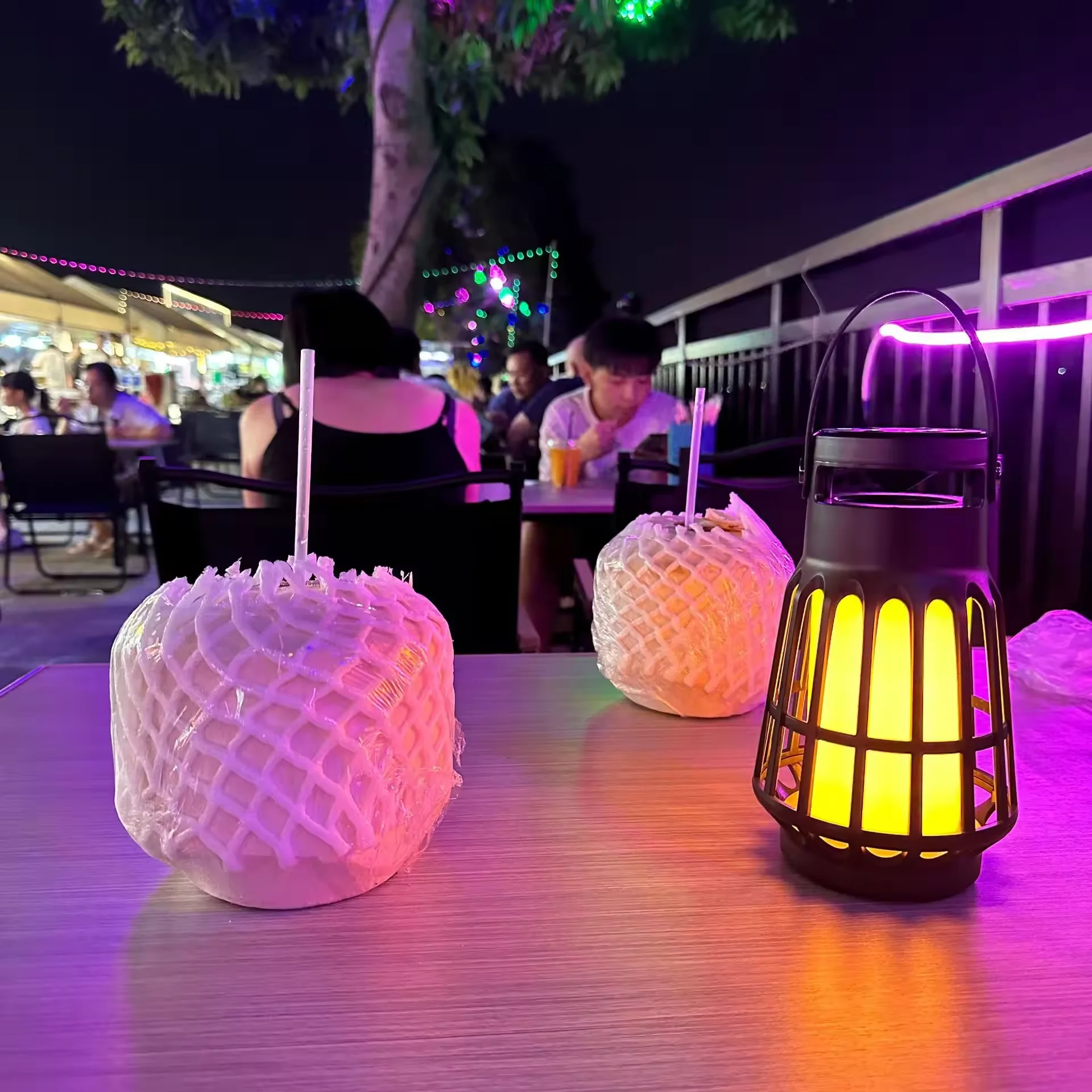 Popular Outdoor IPX5 Waterproof Night Light Flame Lamp With Bluetooth speaker Camping Lamp