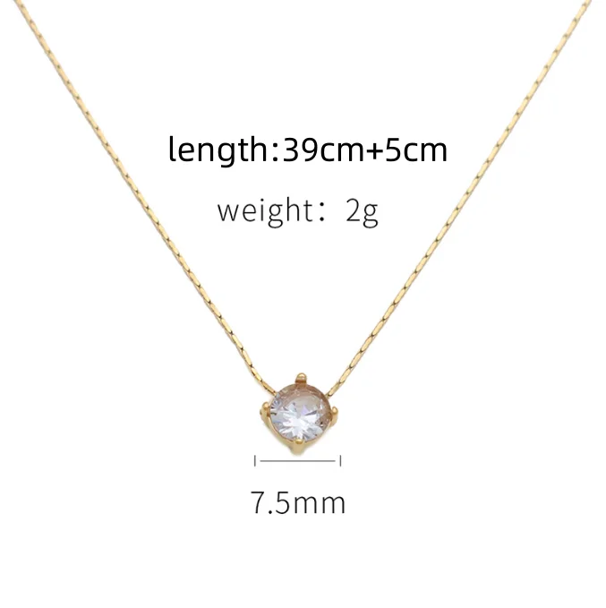 Minority Simple 18k Gold Bamboo Chain Net Red With Four Claws Zircon Necklace Stainless Steel Do Not Fade Color Jewelry Women
