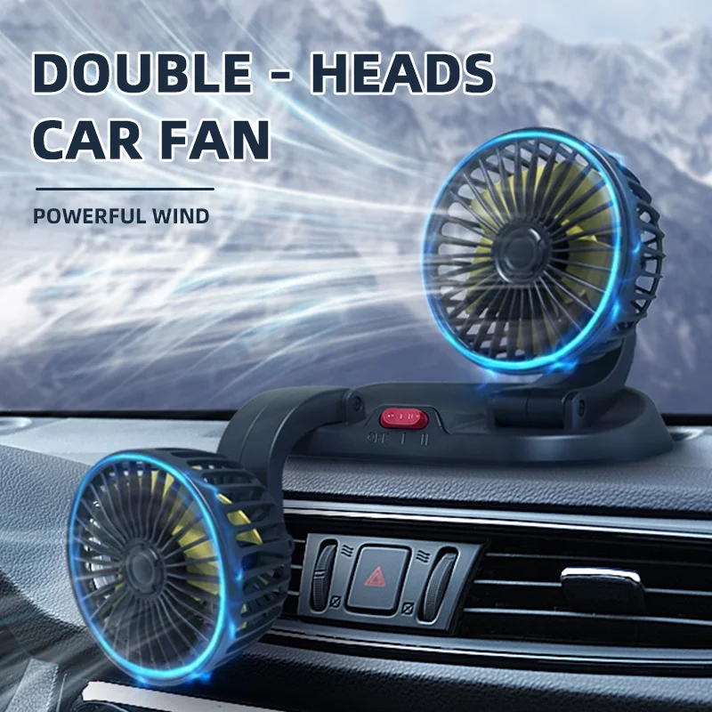 F410 cheap price powerful wind 24V double head electric caravan fan, vehicle fan 12 volt, car fan 12 volt