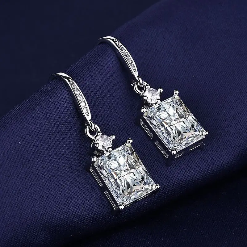 Most popular jewelry for 2023 Square Diamond earring hook luxury earring gifts for women