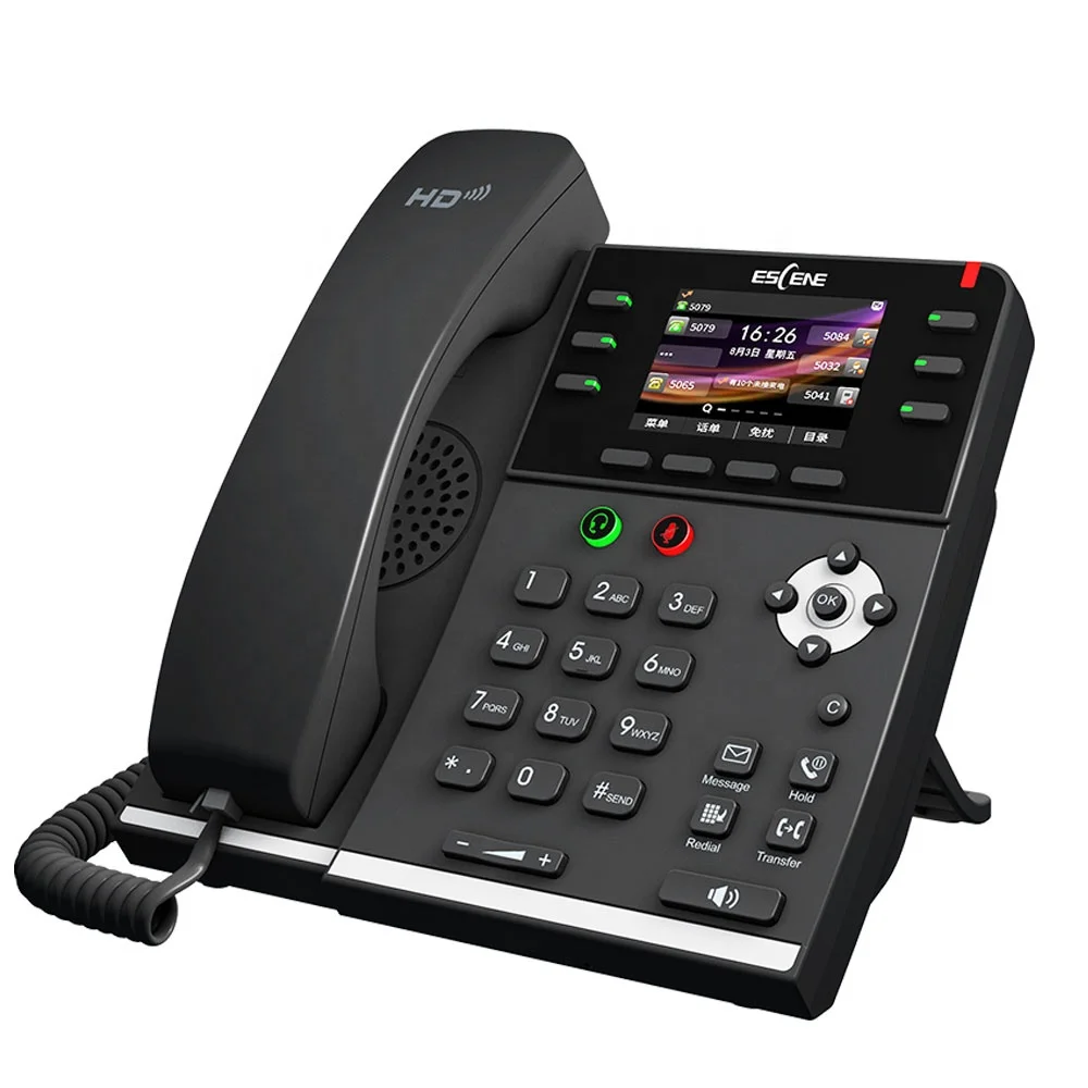 Escene  ES380-PG Gigabit Office IP Phone Support 6 SIP Accounts  HD Voice POE Desktop Home Phone