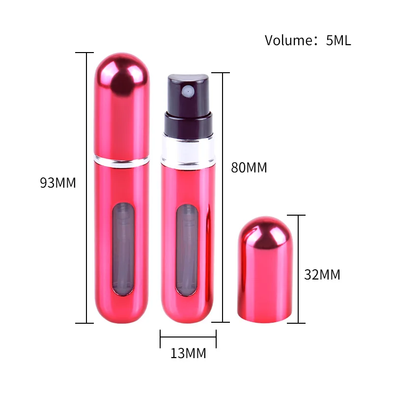 Mini Cute Refillable Travel Seven Color Hot Sell Perfume Bottles Spray Bottle Aluminum PUMP Sprayer Binqi Factory Supplier 5ml