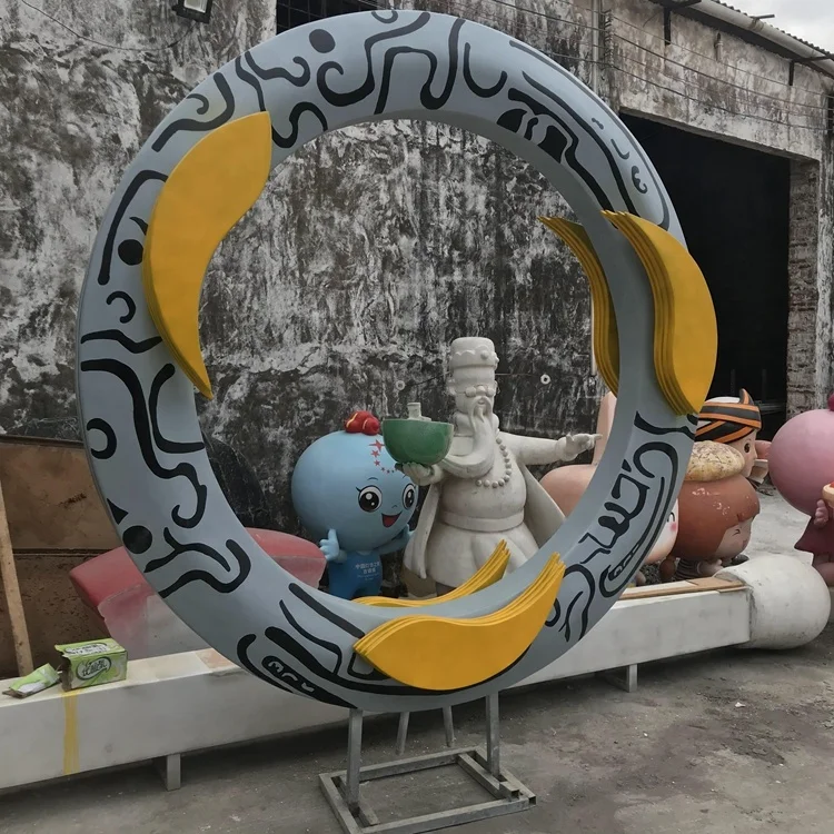 Стекловолоконное кольцо totem, золотые рыбки, круглые золотые рыбки, Художественная Скульптура, наружная Ландшафтная Скульптура по индивидуальному заказу