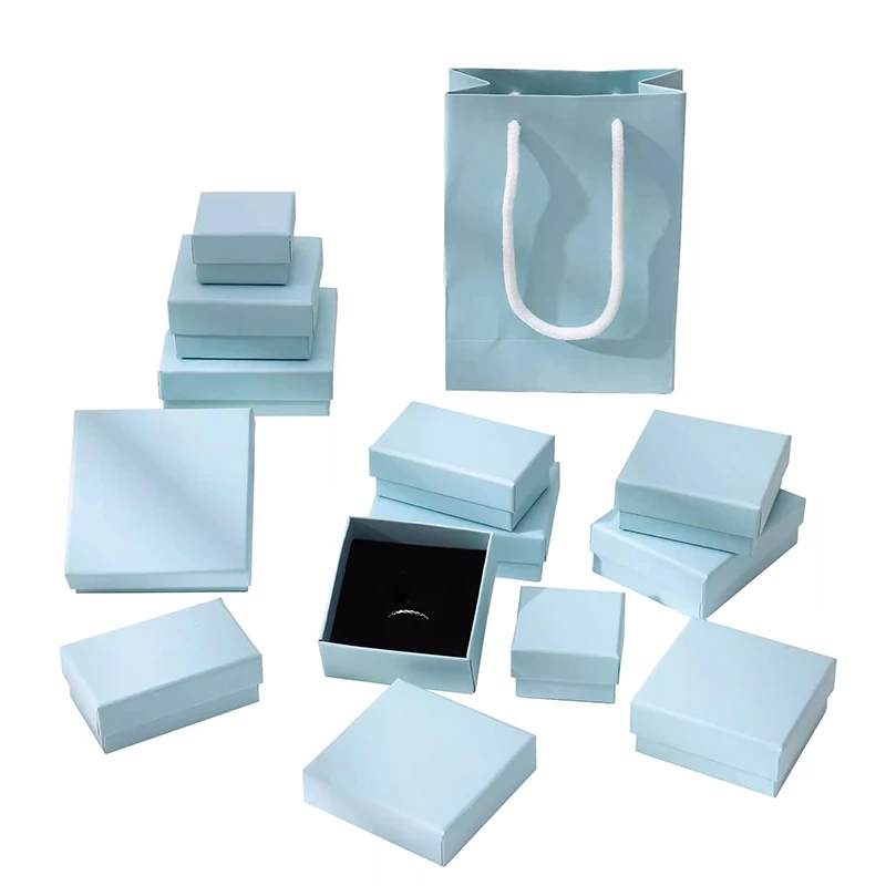 Custom Kraft Cardboard Jewelry Box Blue Decorative Lid And Base Gift Boxes Eco Paper Packaging Box