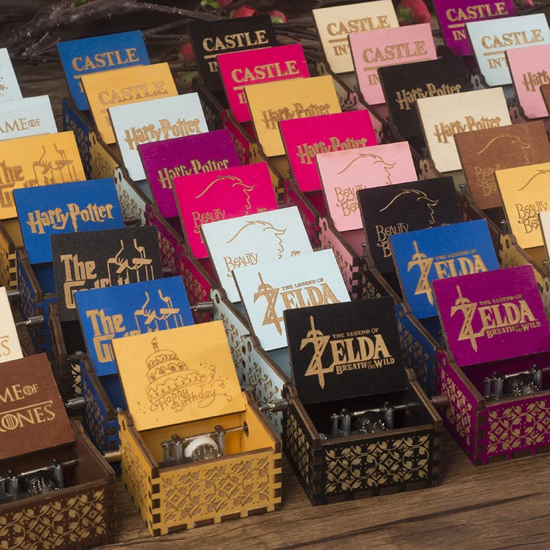 2021 New Arrival Custom Mini Hand Crank Laser Engraved Hand Crank Wooden Music Box