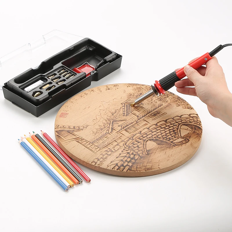 Portable Electric Soldering Iron Wood Pyrography Tools Kit Wood Burning Tools Set