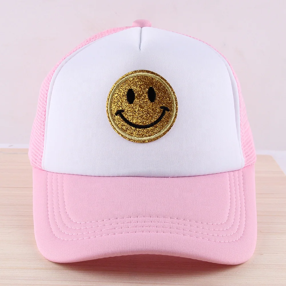 Korean Hot Selling Summer Smiley Face Cap Trucker Hat Embroidery Men Women Couple Net Cap Sun Shade Sport Baseball Caps