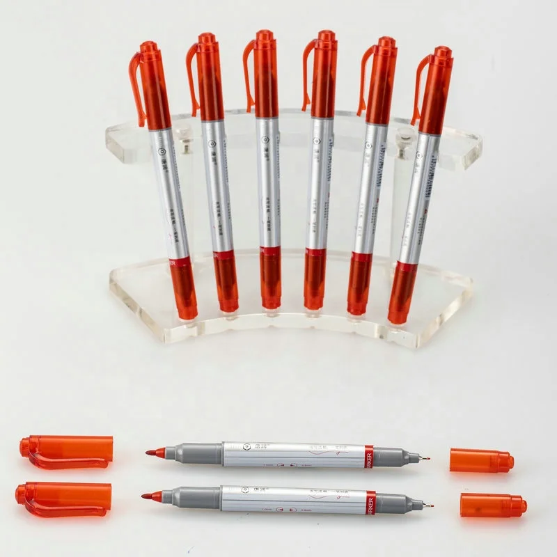 Plastic Double Head Oil Permanent Marker with Needle and Round Tip