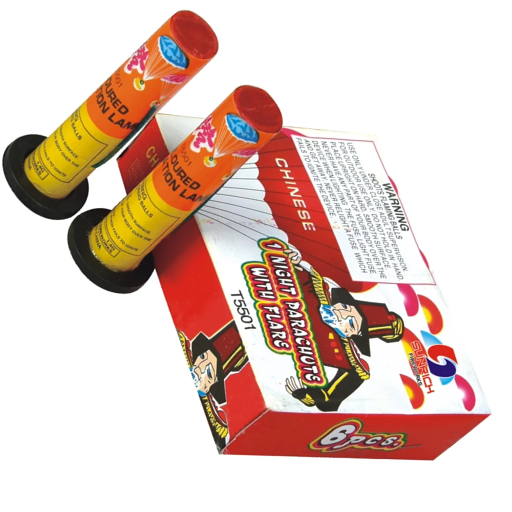 SHT5501 1 Night parachute with flare fuegos artificiales fireworks for Christmas and kids