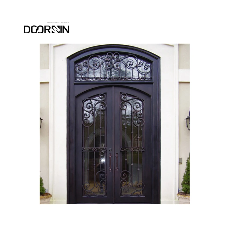 New Design Popular Main Entrance Security Door High Efficient Soundproof Villa Apratment Wrought Iron Door