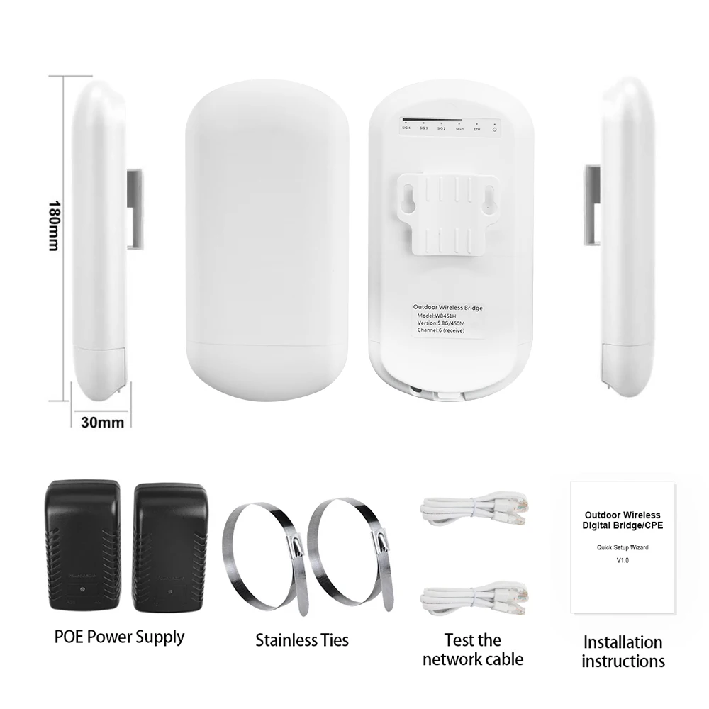 New version 11ac 450mbps outdoor cpe 8dBi high-gain white wireless repeater coverage rj45 enterprise wifi bridge for CCTV