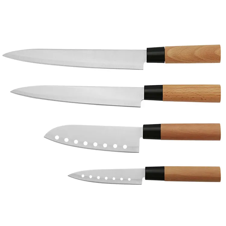 Kitchen Knife Manufacturer 4-pcs High-end Stainless Steel Kitchen Knife Set With Wooden Handle Knife Set