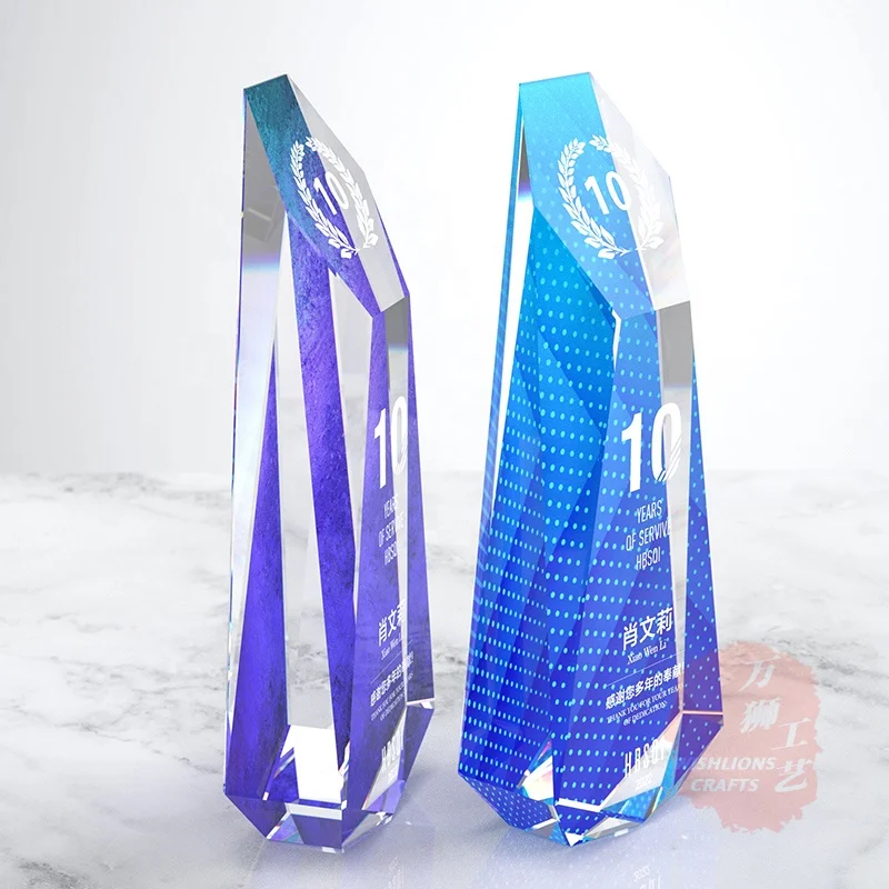 High Quality Color Printing Customise Crystal Trophy K9 Chrystal Glass Award For Souvenir Gift TPT-10