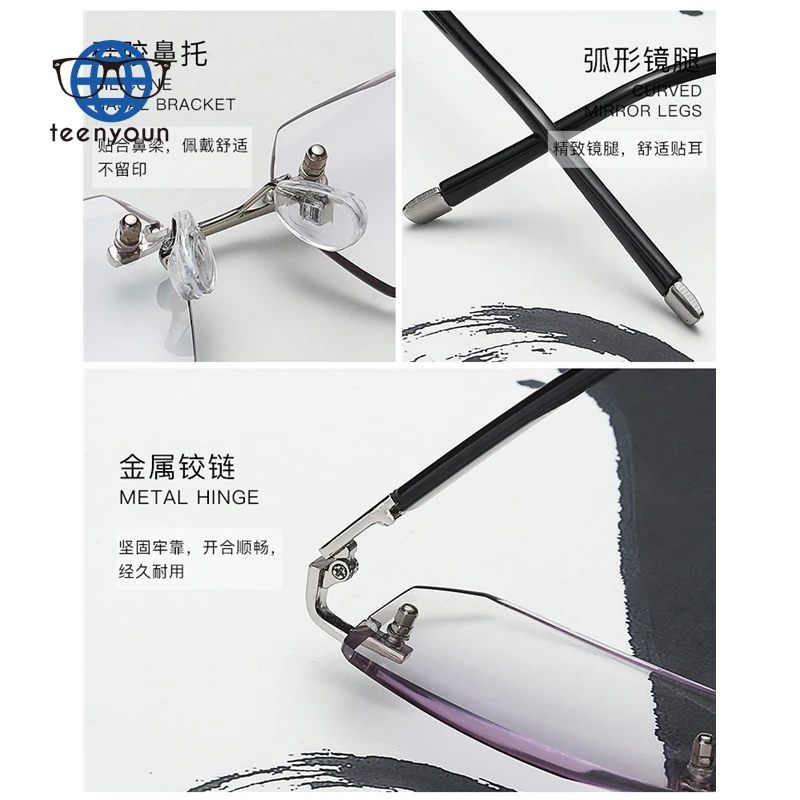 Teenyoun Men`S Presbyopia Glasses Good Quality And Durable Ordinary Half Frame Reading Blue Light Blocking Eyewear