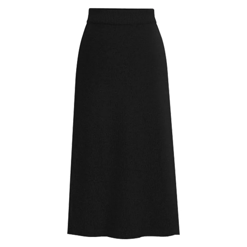 Elastic Band Women Skirts Autumn Winter Warm Knitted Skirt Mid-Long Ladies Official Skirt