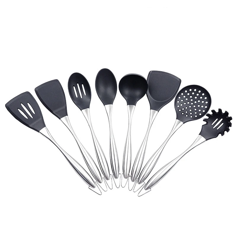 BPA Free camp Kitchen Utensils Slotted Spoon Turner Silicone Cooking Utensil Set 8Pcs/Set Silica Gel Kitchenware