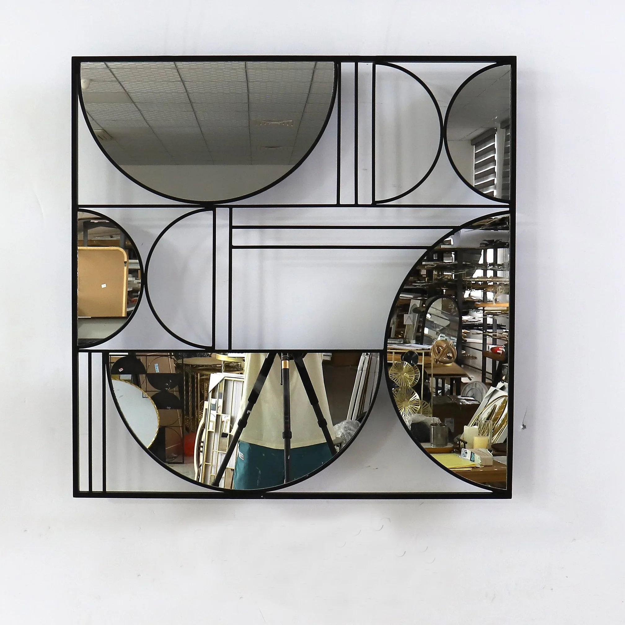 mirror wall decor luxury  home living room customized  80CM square black mirror decor wall