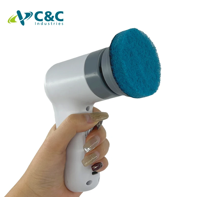 Handheld Electric Cordless 4 Replaceable Brush Heads Waterproof IPX7 Spin Scrubber Brush for Household Cleaning