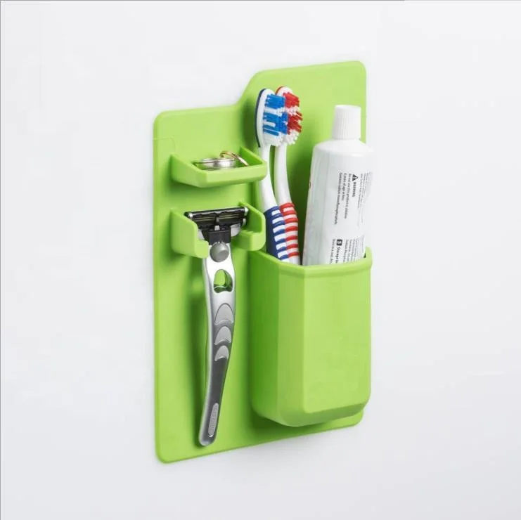 Multifunctional Bathroom Waterproof Non-slip Toothpaste Storage Rack Hanging Silicone Toothbrush Holder with Suction Cup