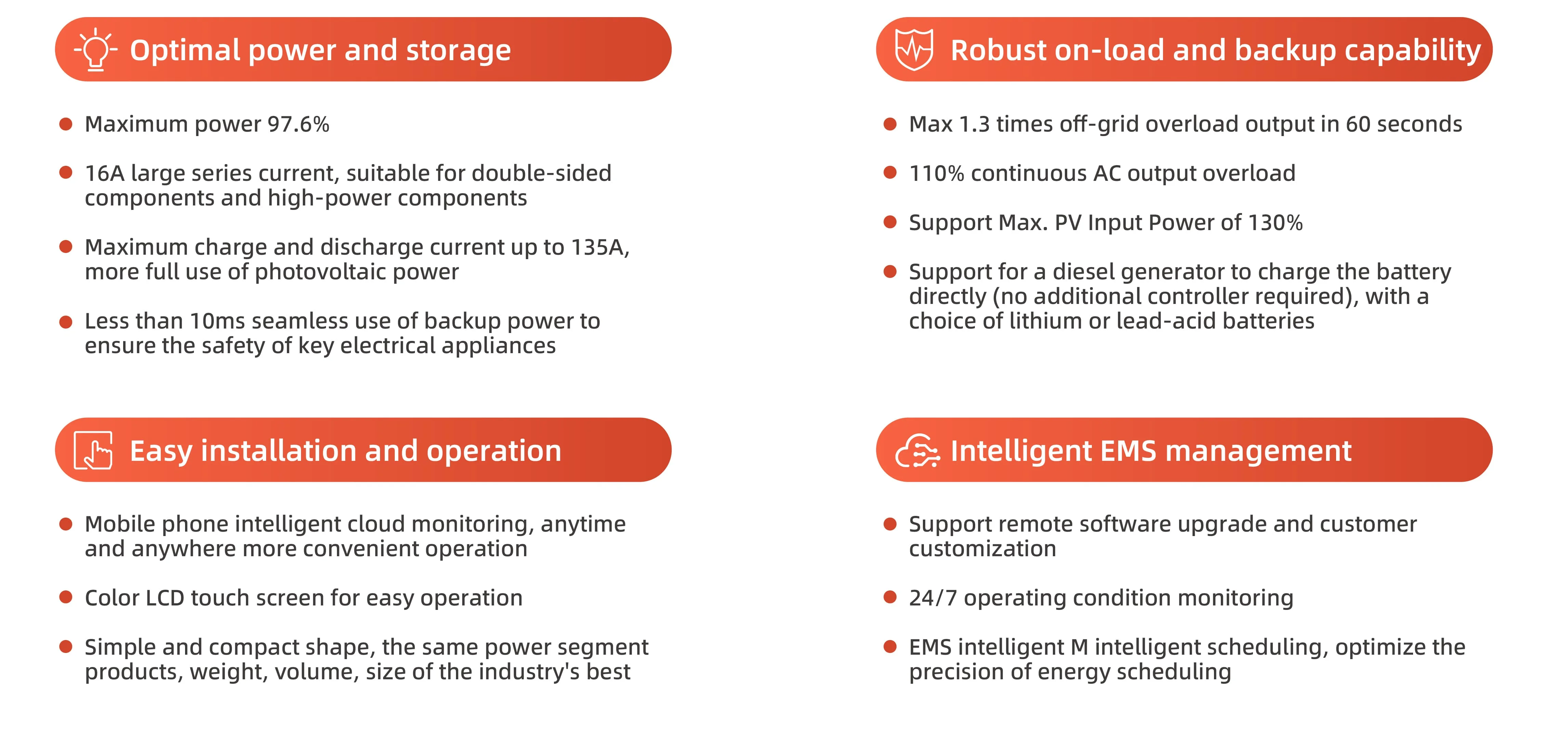 Single phase hybrid storage inverter 5kW 48V support for a diesel generator to charge  the battery directly