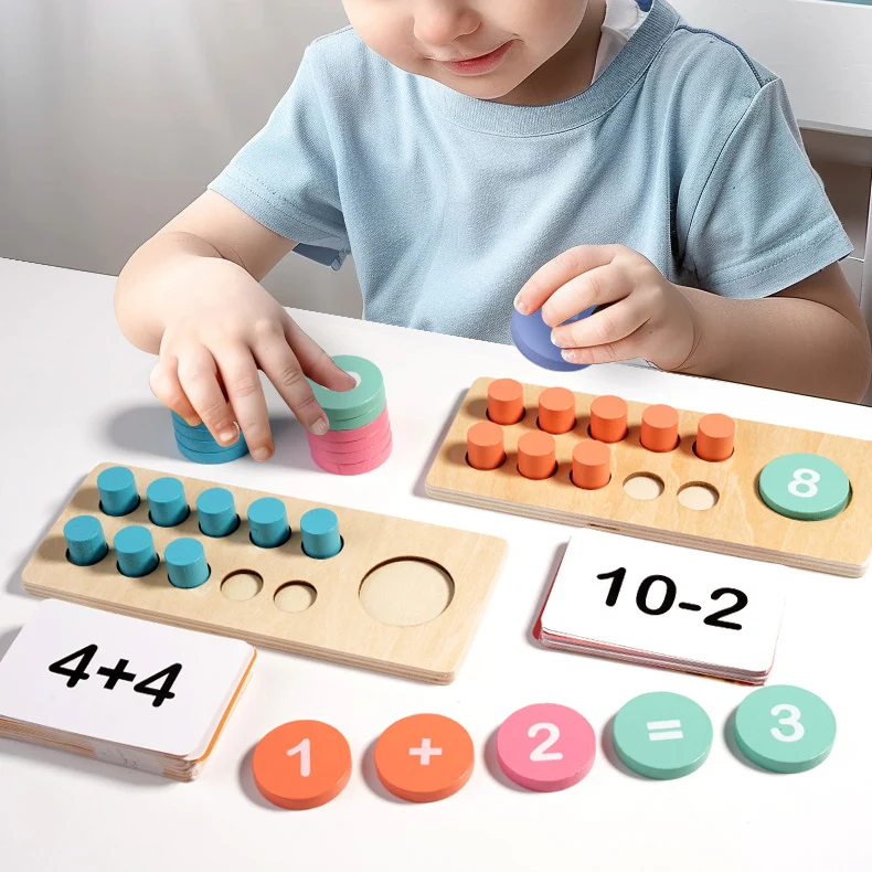 Montessori Math Manipulatives Wooden Learning Number and Counting Games Ten Frame Set for Elementary Classroom & Kindergarten