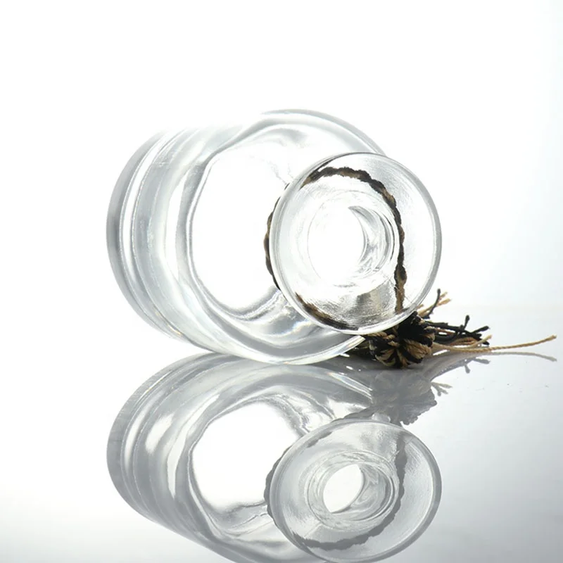 
Home fragrance 250ml Clear Aroma Reed Diffuser Round Glass Bottle 