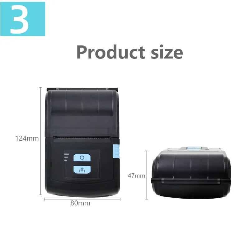 WH-M07 Mini Portable POS Blue tooth Thermal Barcode Printer 58mm