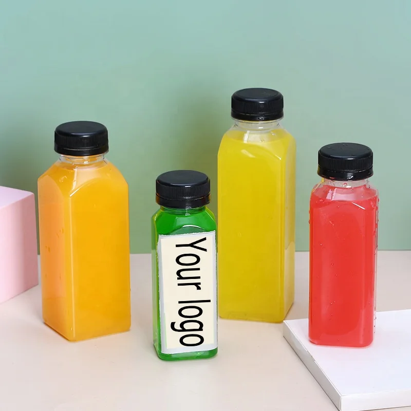 NH H  Sale Square Beverage 8oz 12oz 16oz Juice Bottle With Alu Plastic  Cap 350ml 500ml Plastic Beverage Bottles