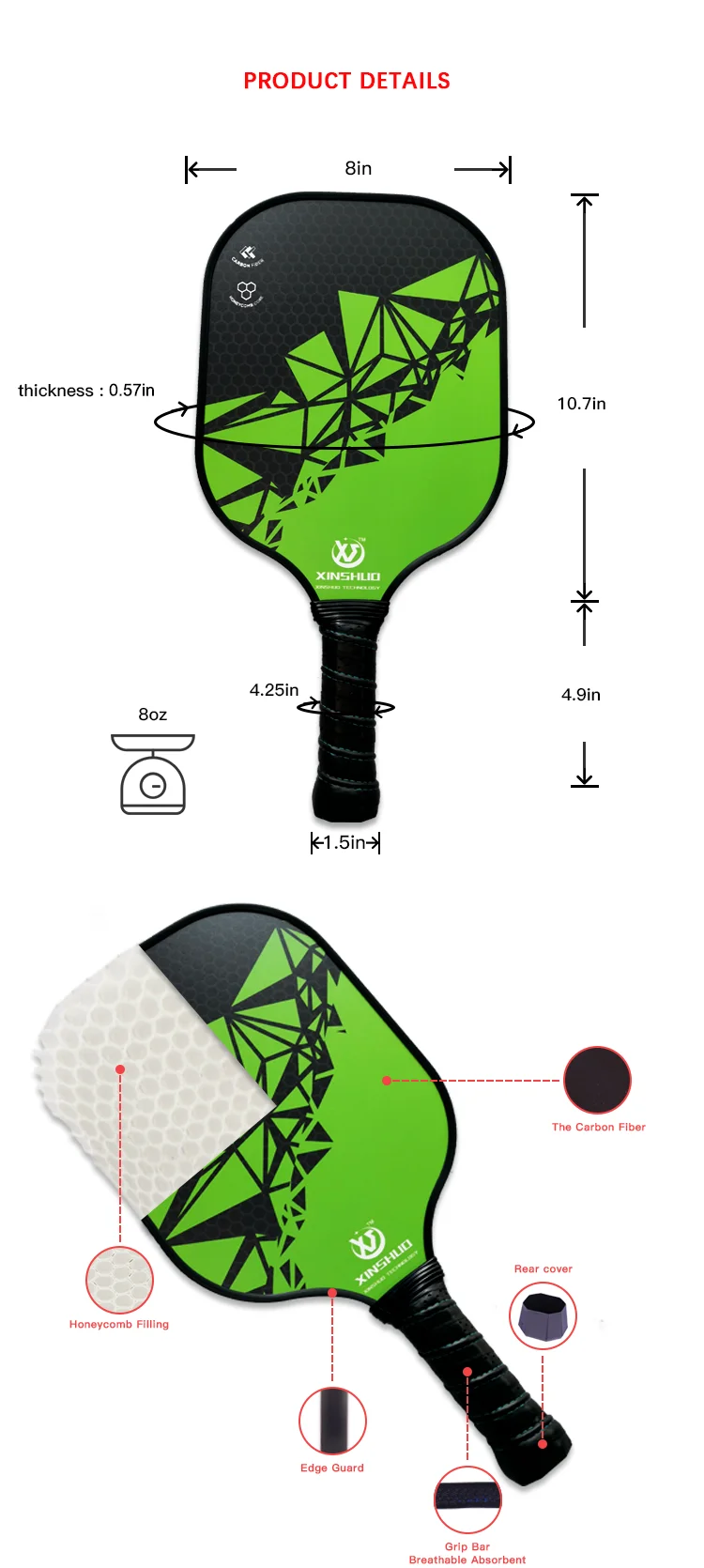 Lightweight Pickleball Racquet Pickleball set  Men  Women Best Graphite Pickleball Paddle in Green
