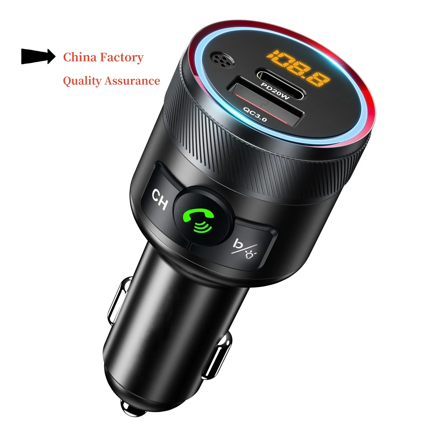 C81 FM Transmitter Car Bluetooth 5.3 Modulator With Type C PD 20W QC3.0 18W Car Fast Charger MP3 Player Radio Car Kit