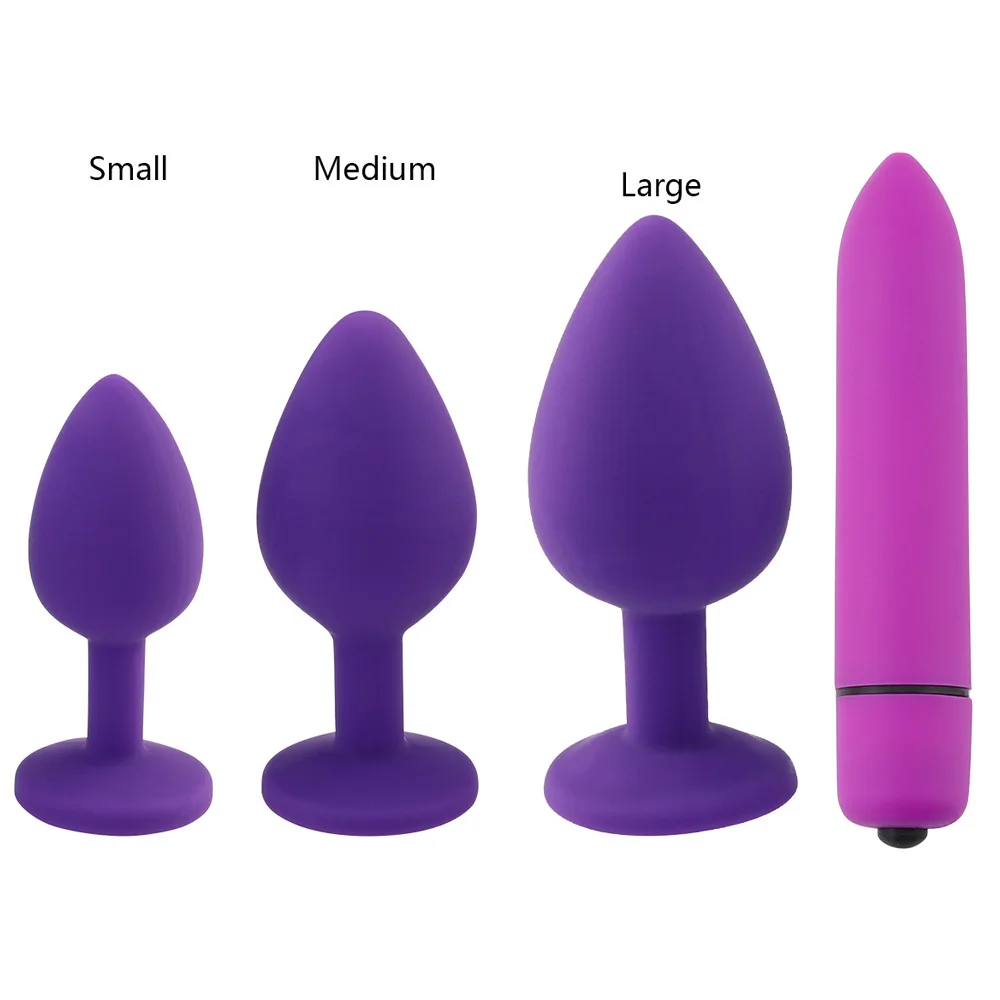 
Hot Sale 3Pcs S/M/L Size Silicone Anal Plug Set With Bullet Vibrator Butt Adult Sex Toys For Women G Spot 