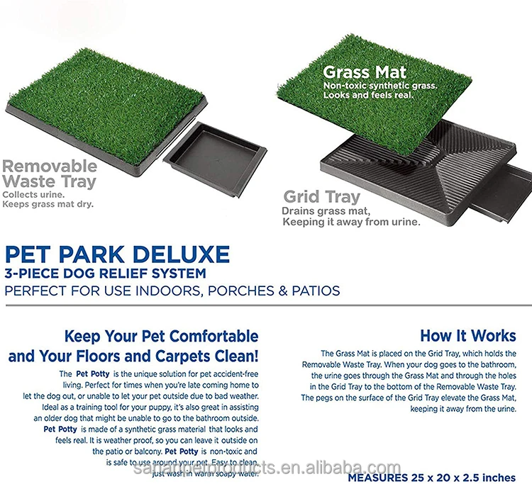 Yiwu Sanan Pet Grass Pee Potty Pad Artificial Grass for Dogs Potty Portable Potty Trainer with Tray
