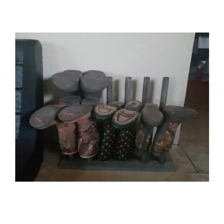 Vintage Gray Solid Wood Free Standing Boot Rack Organizer