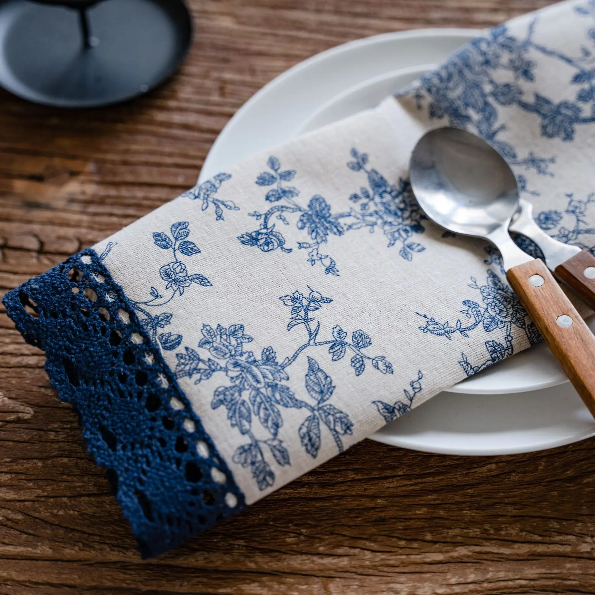 Buti print design Printed rustic blue rose flowers art festival Decorative Table Runner