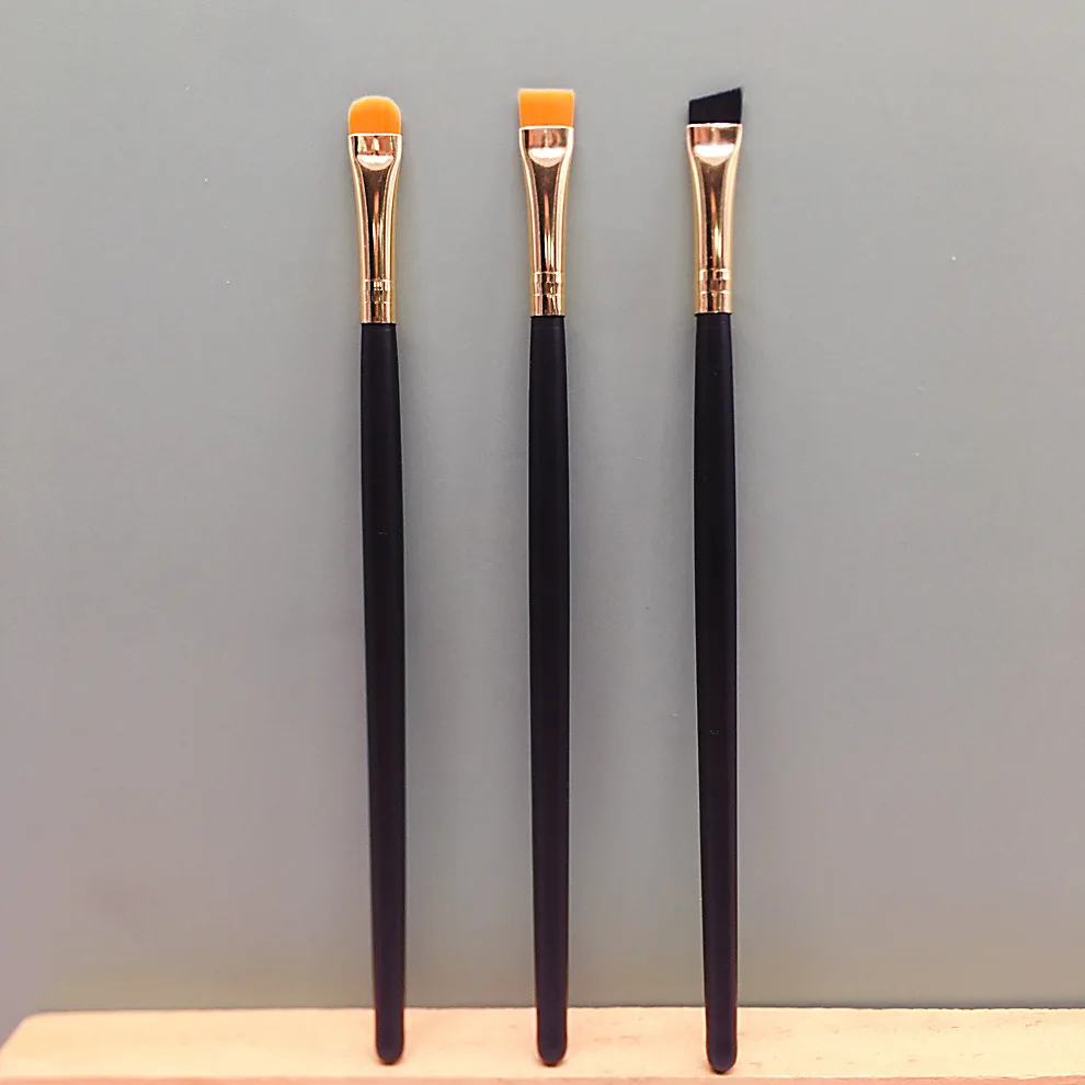 3 Pcs Eye Make up Brushes Kit Ultra Thin Eyeshadow Brush Eyeliner Brush Eyebrow Dyeing Beauty Makeup Tools