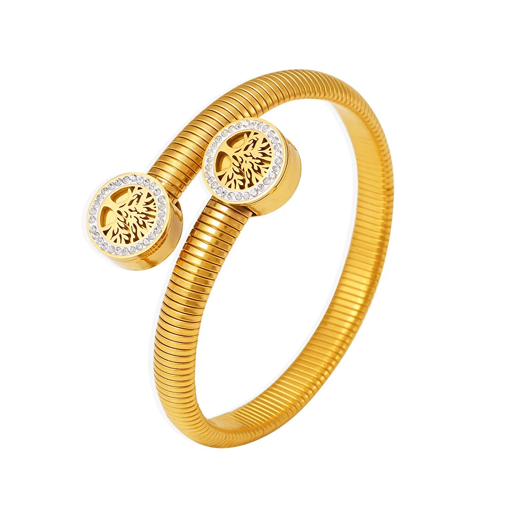 European and American fashion tree of life sticky drill thread opening 18k gold bracelet