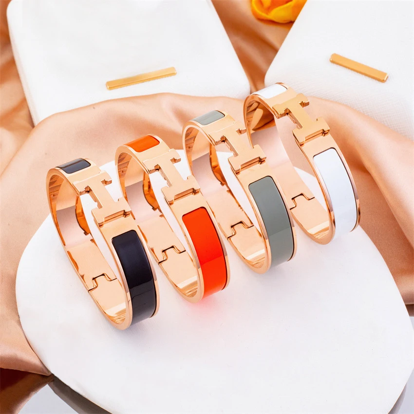 Popular Luxury Jewelry Lovers Stainless Steel Letter H Charm Fashion Jewelry Bangle Bracelets For Women