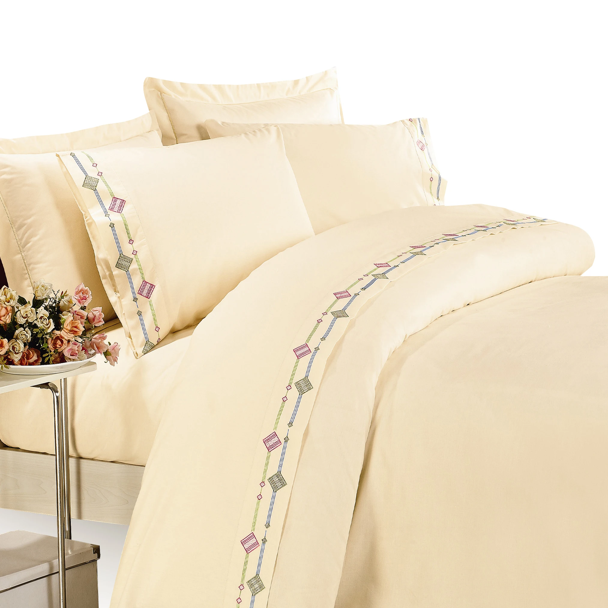 KOSMOS embroidery lace hem best selling beautiful bed fitted sheet set