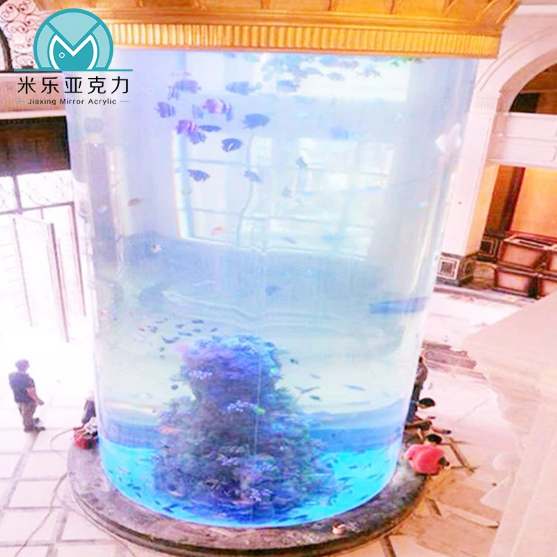 Spot low price indoor cheap cylinder acrylic fish tank decoration aquarium accessories