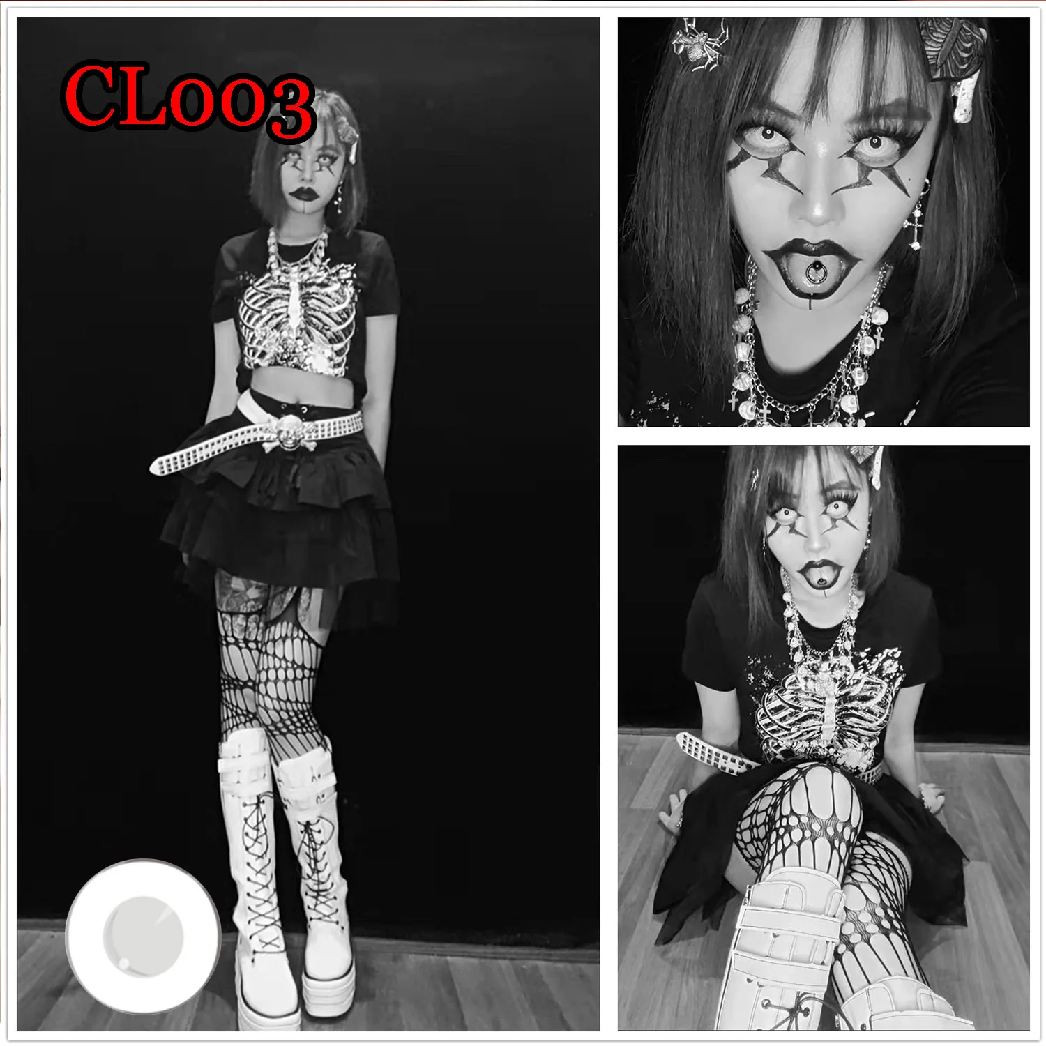 Хэллоуин Косплей Контактные линзы белые очки CL003 Zombieout