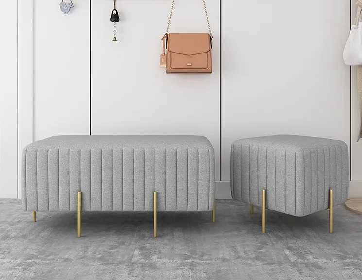 
2021 Velvet Stool Chairs And Ottoman Shoe Stool With Metal Legs 